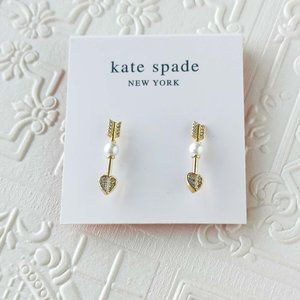 Kate Spade Love Game Arrow Gold Pearl Earpin Earrings w/dust bag $48